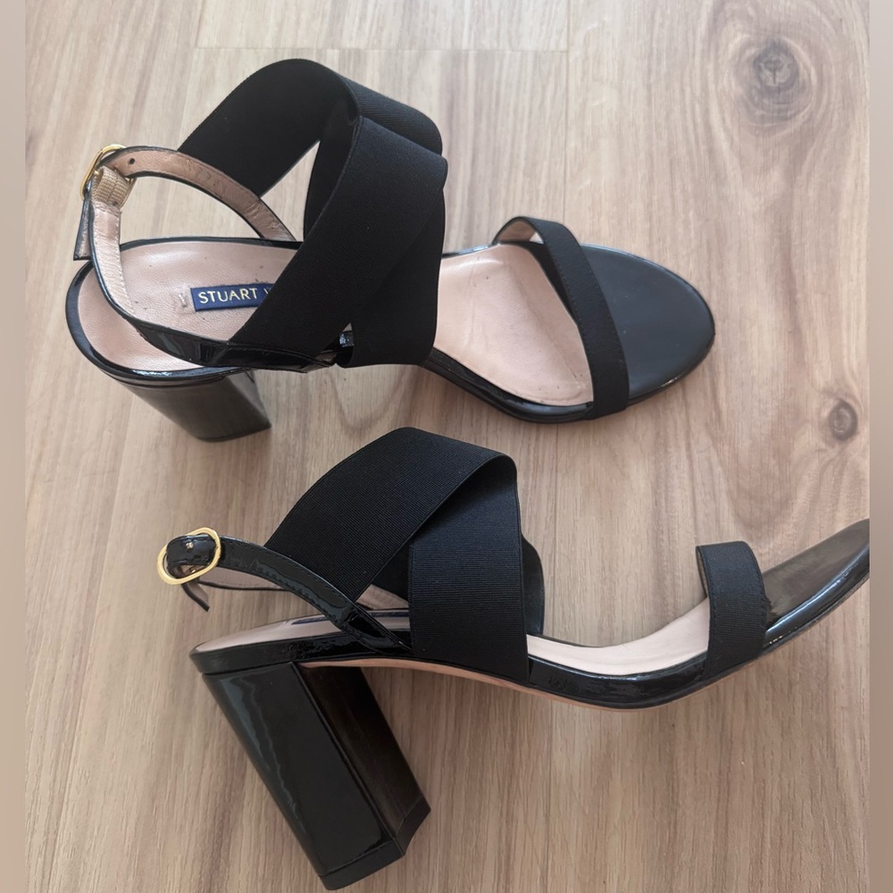 Stuart Weitzman Black Patent Block Heel